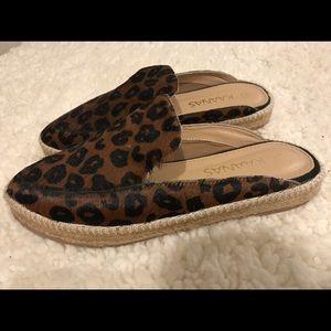 Leopard cow hide espadrille slides!  Quality!